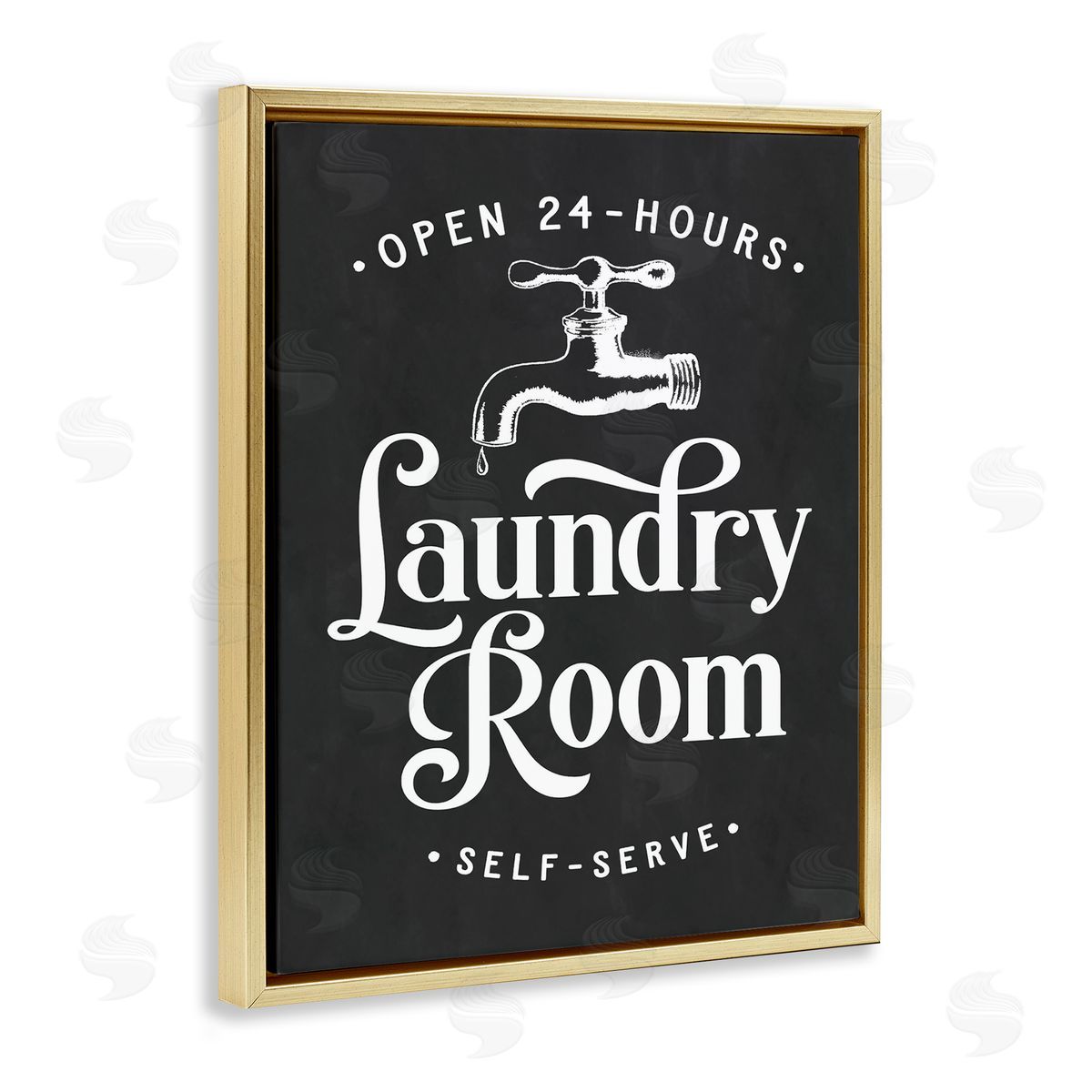 Lettered and Lined Laundry Room Self-Service Sign Vintage Faucette Illustration