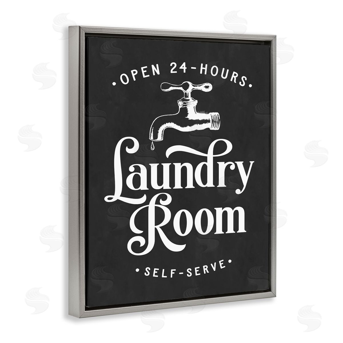 Lettered and Lined Laundry Room Self-Service Sign Vintage Faucette Illustration