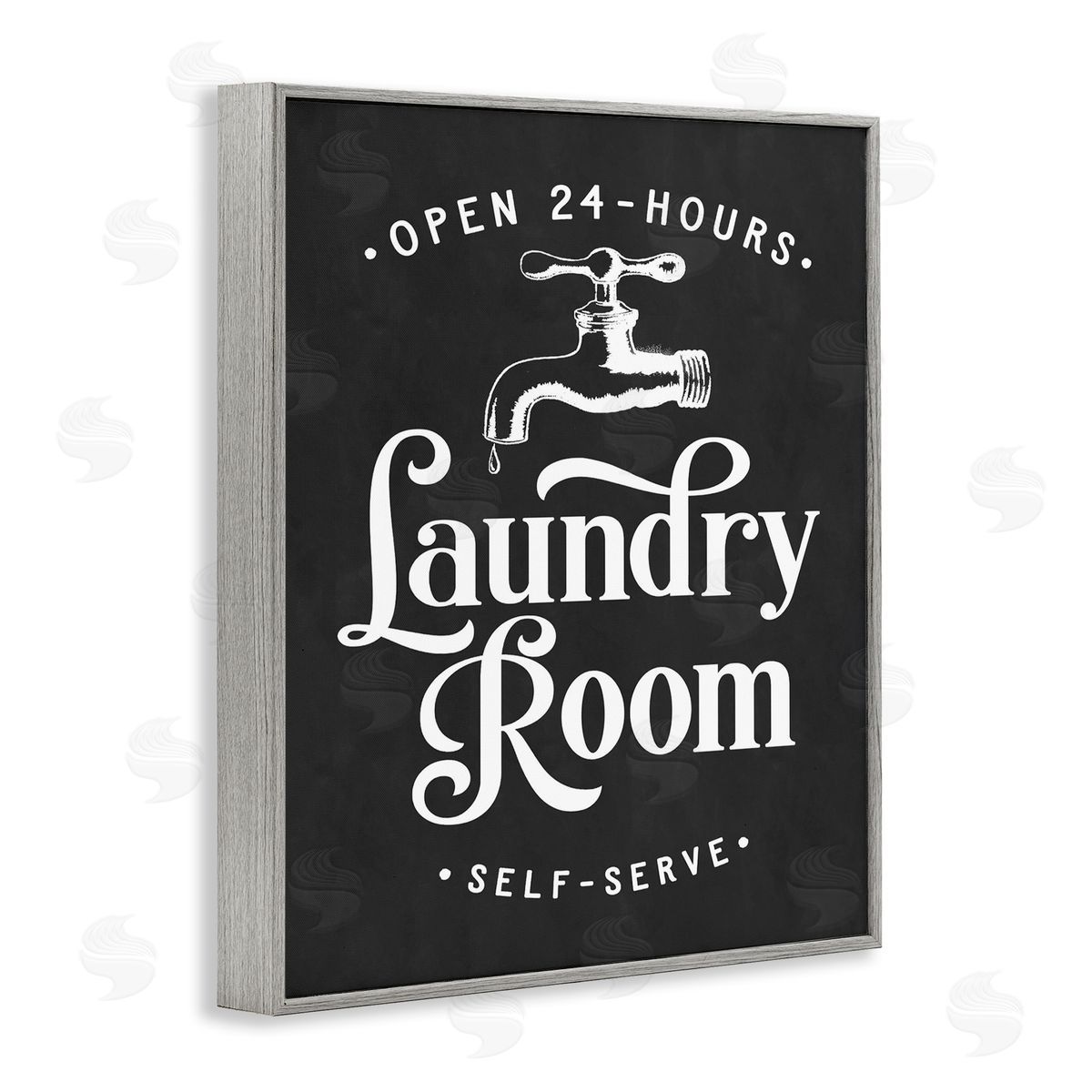 Lettered and Lined Laundry Room Self-Service Sign Vintage Faucette Illustration