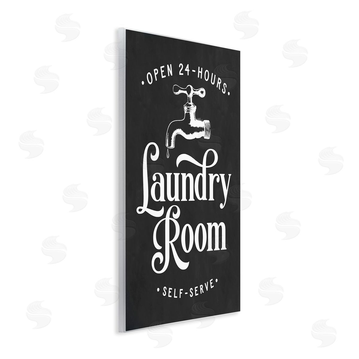 Lettered and Lined Laundry Room Self-Service Sign Vintage Faucette Illustration
