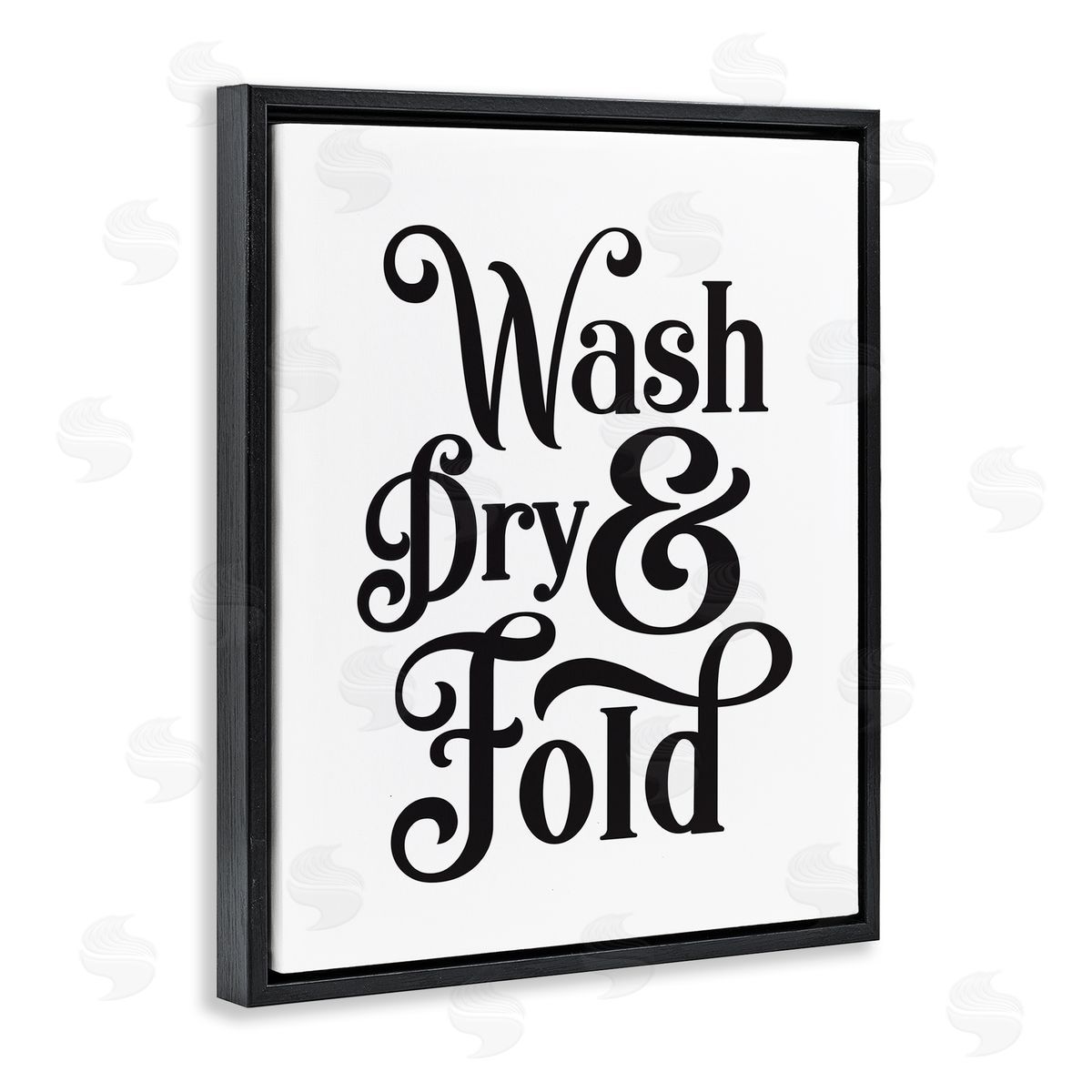Lettered and Lined Laundry Wash Dry & Fold Phrase Minimal White Black