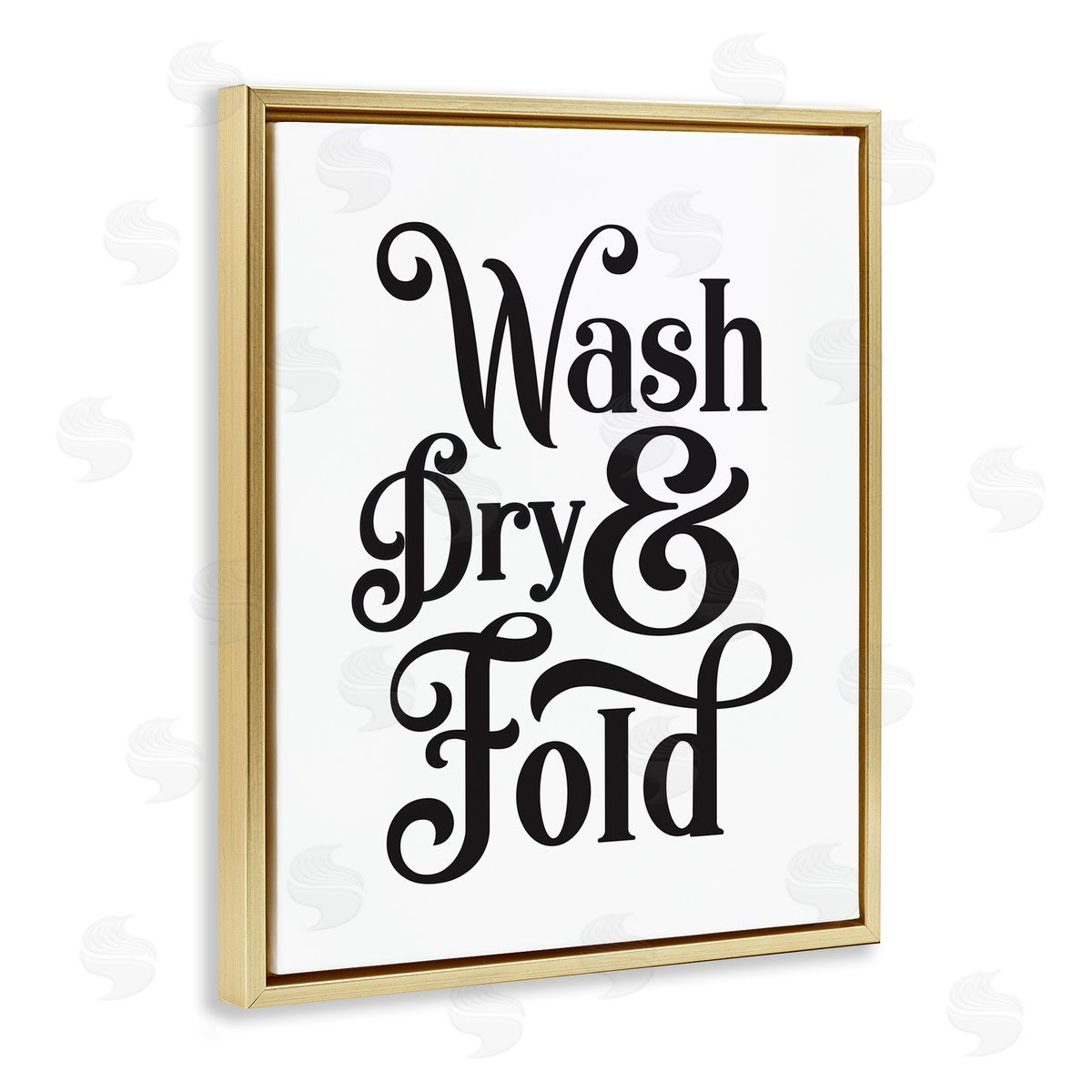 Lettered and Lined Laundry Wash Dry & Fold Phrase Minimal White Black