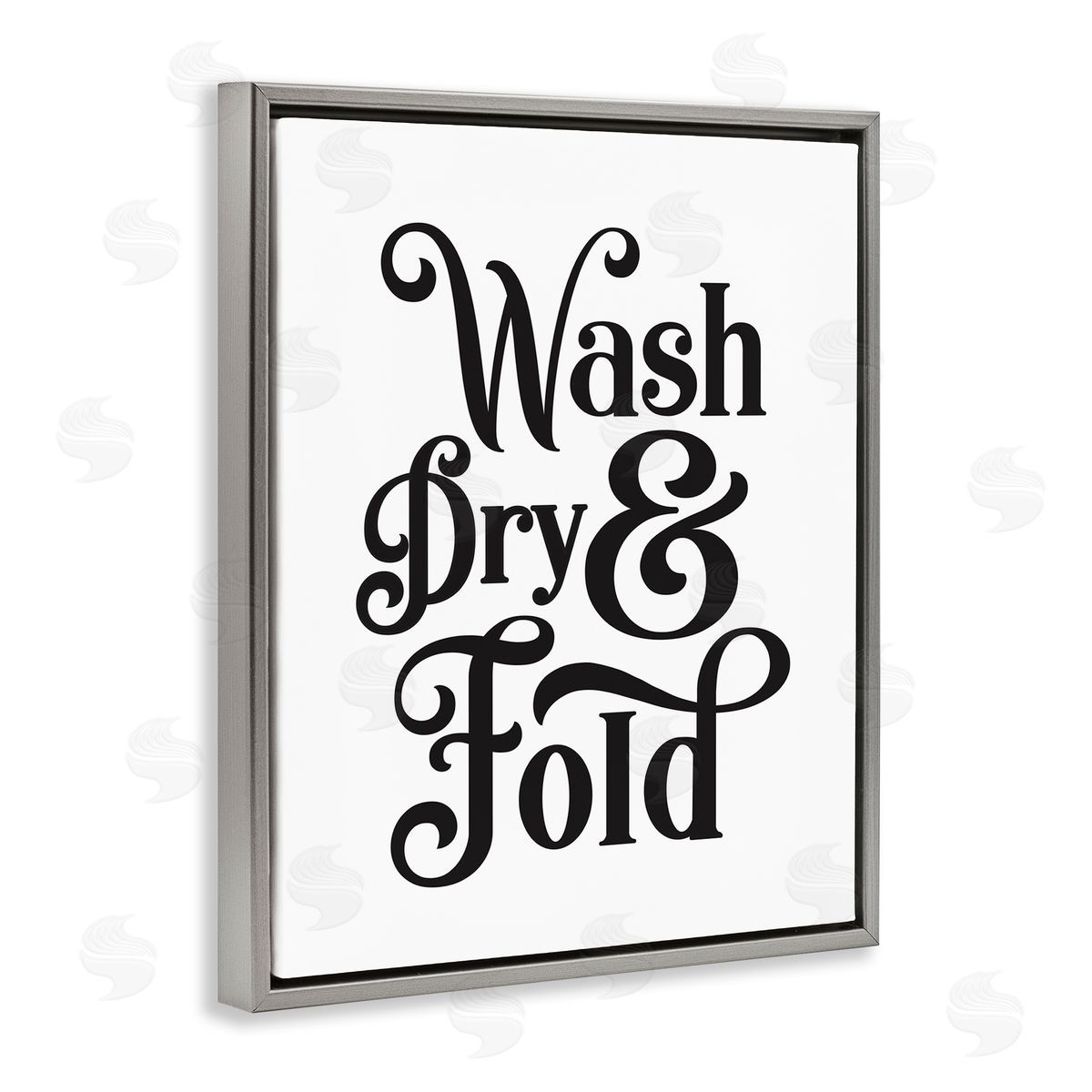 Lettered and Lined Laundry Wash Dry & Fold Phrase Minimal White Black