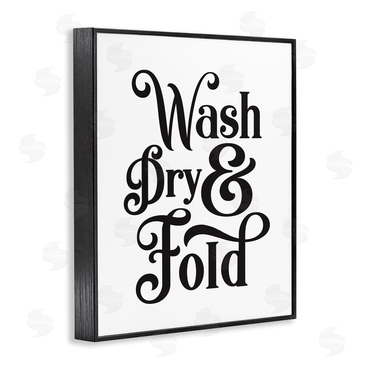 Lettered and Lined Laundry Wash Dry & Fold Phrase Minimal White Black