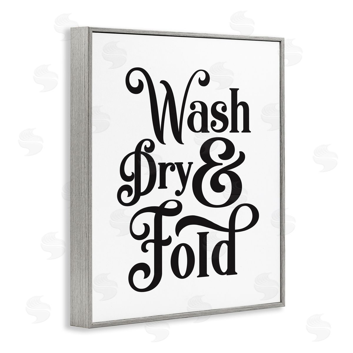 Lettered and Lined Laundry Wash Dry & Fold Phrase Minimal White Black