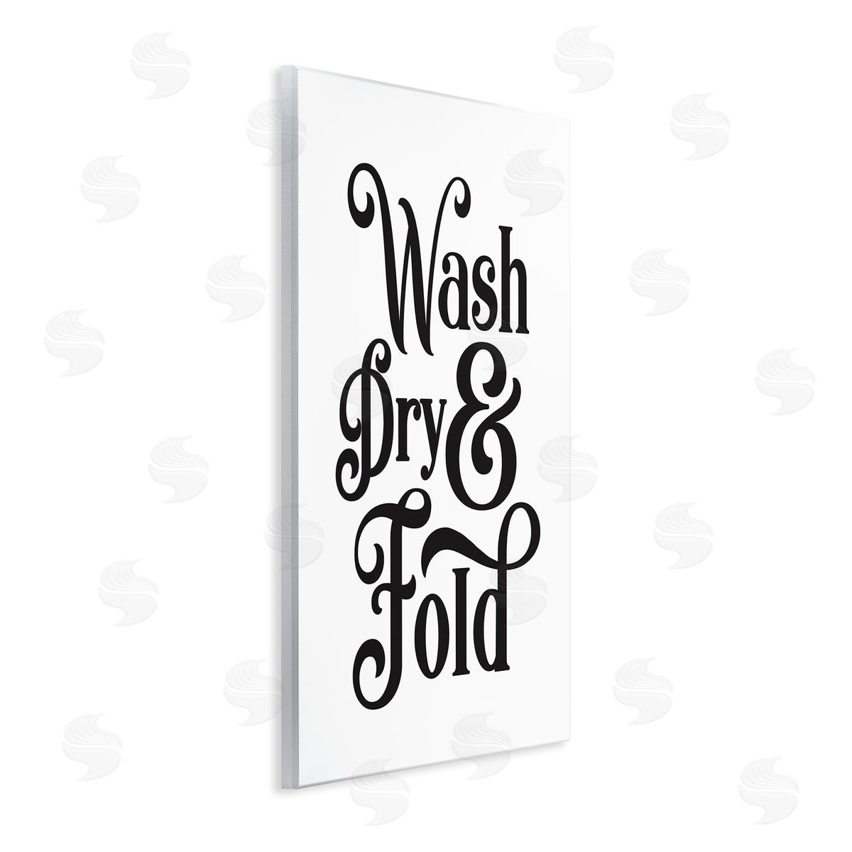 Lettered and Lined Laundry Wash Dry & Fold Phrase Minimal White Black