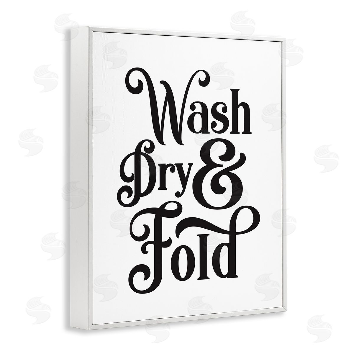 Lettered and Lined Laundry Wash Dry & Fold Phrase Minimal White Black