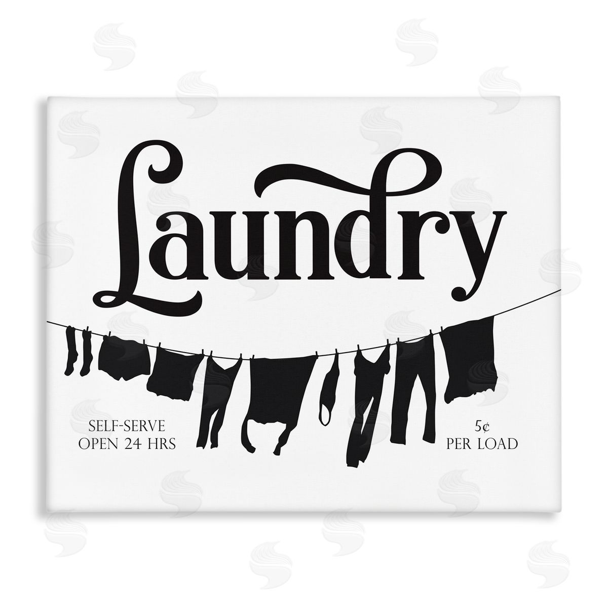 Lettered and Lined Clothesline Laundry Room Sign Vintage Advertisement