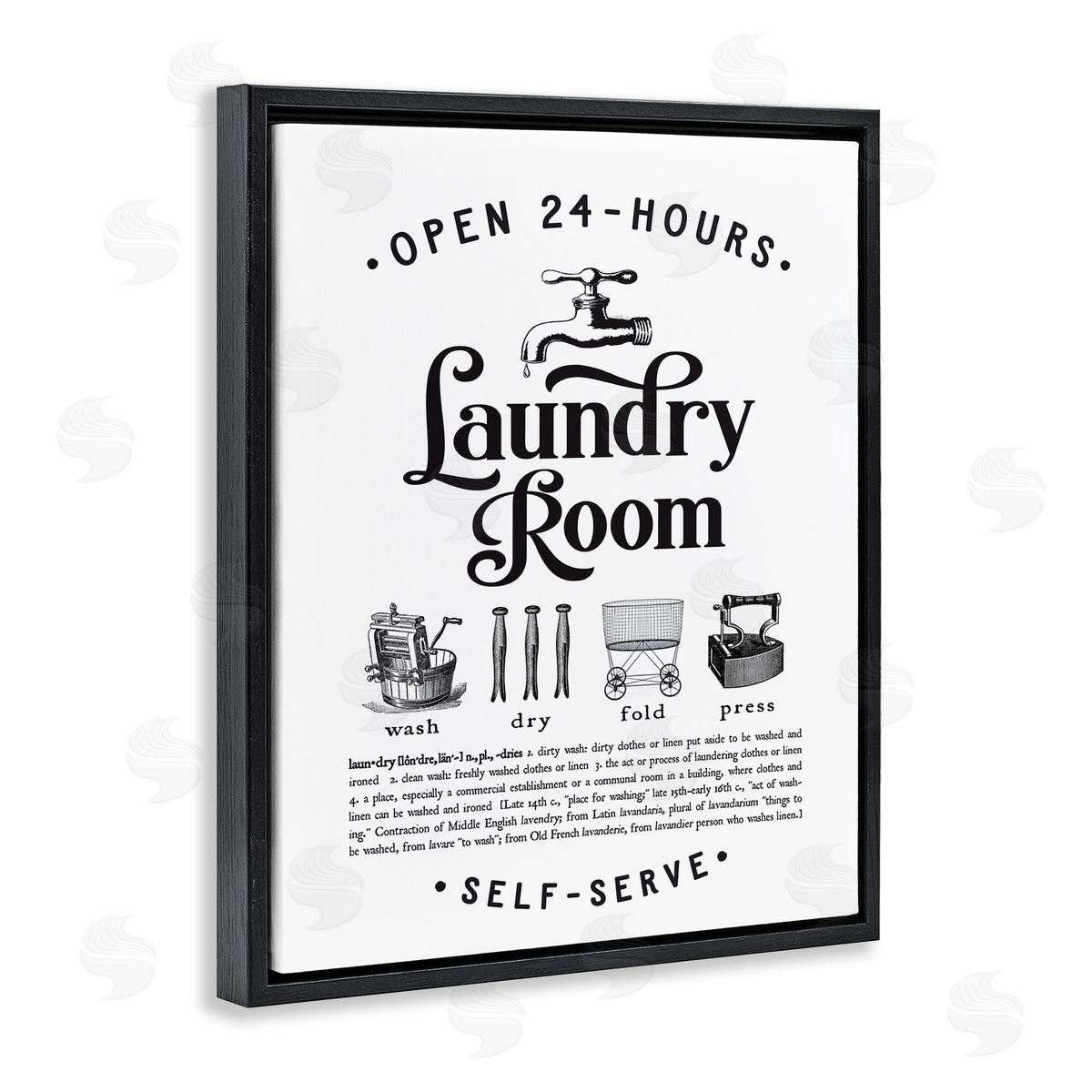 Lettered and Lined Vintage Laundry Room Definition Wash Dry Fold