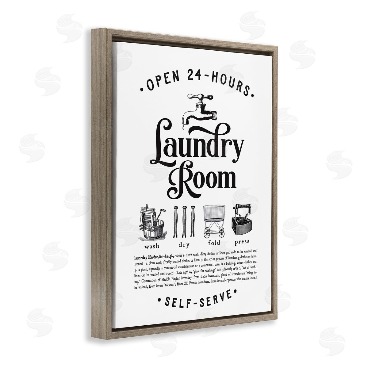 Lettered and Lined Vintage Laundry Room Definition Wash Dry Fold