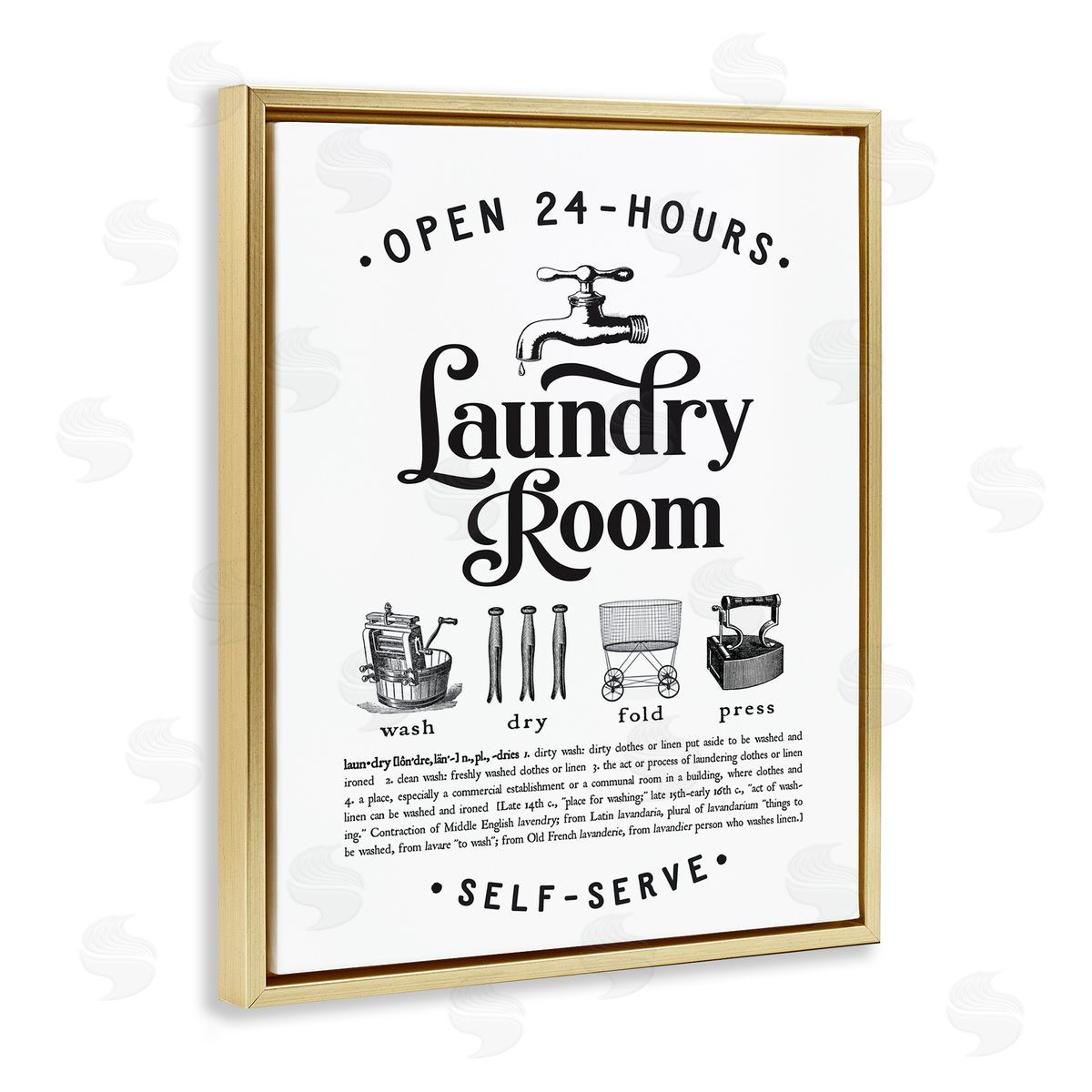 Lettered and Lined Vintage Laundry Room Definition Wash Dry Fold