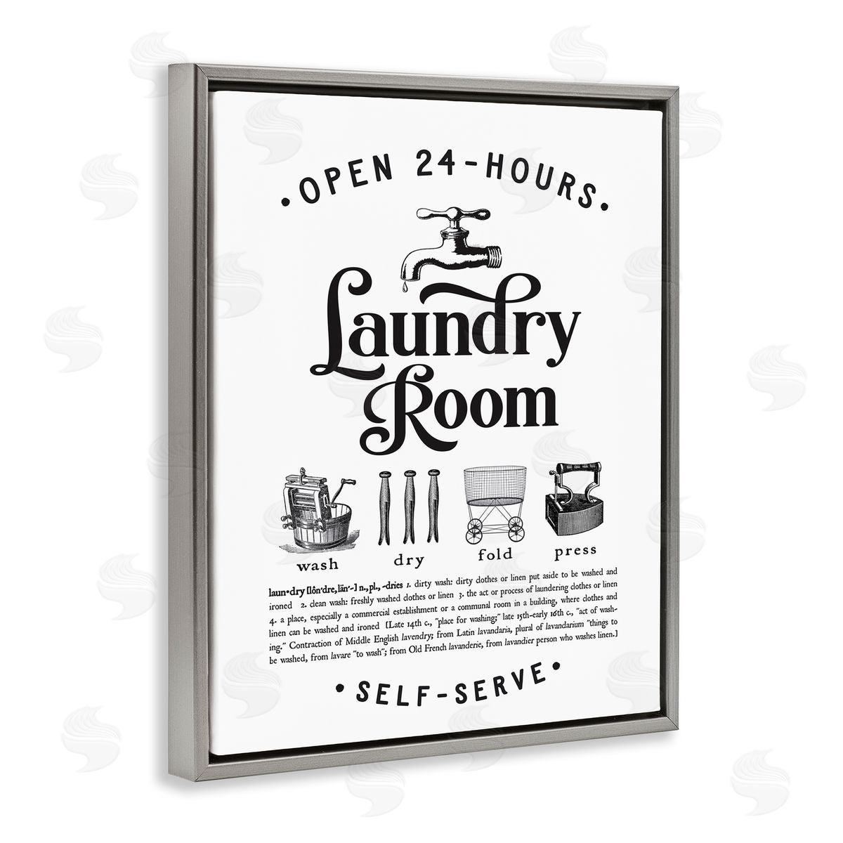 Lettered and Lined Vintage Laundry Room Definition Wash Dry Fold