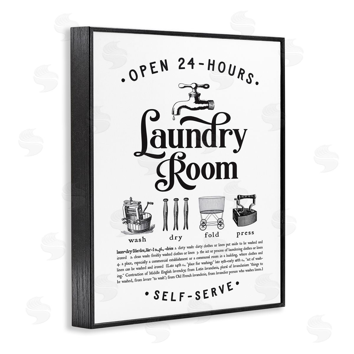 Lettered and Lined Vintage Laundry Room Definition Wash Dry Fold