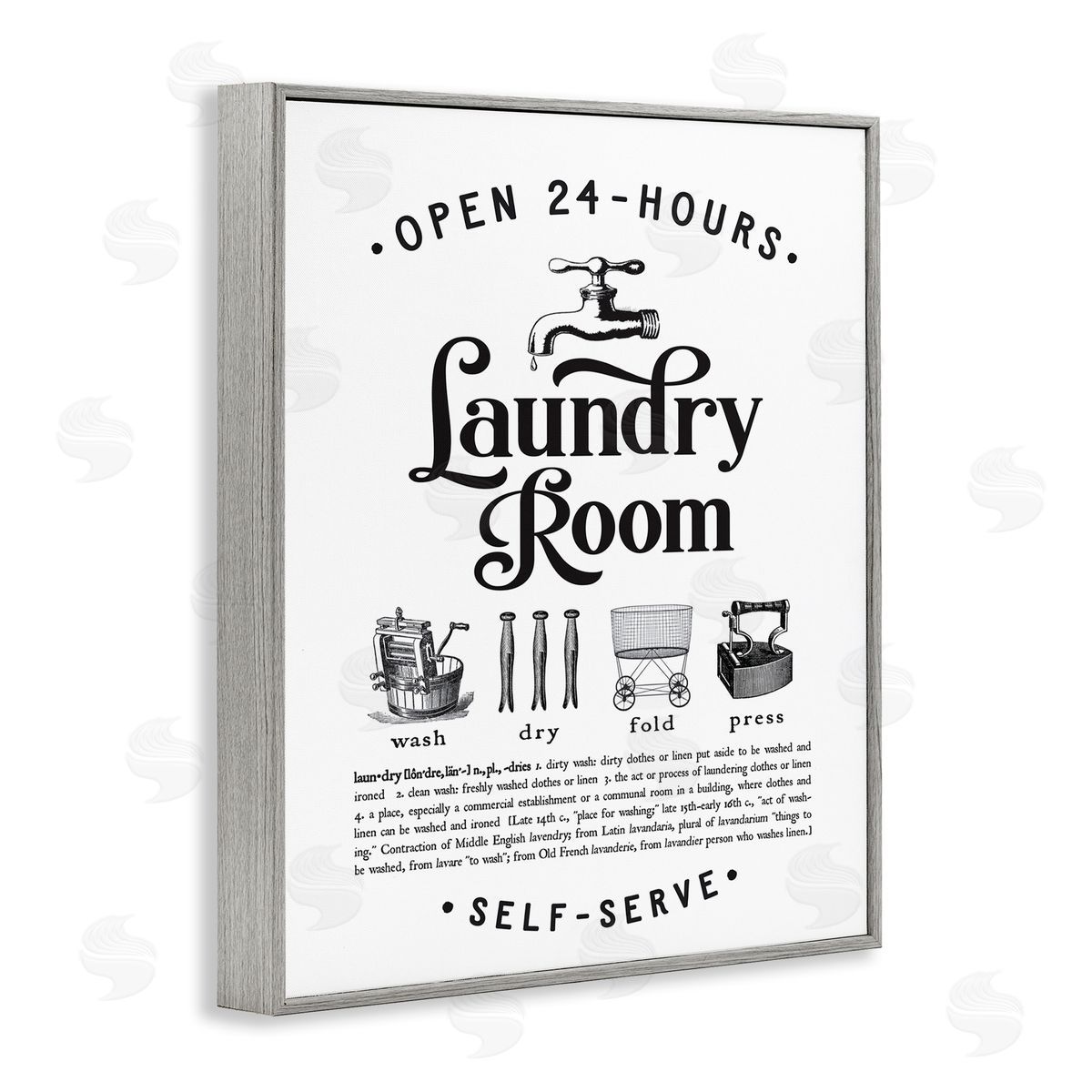 Lettered and Lined Vintage Laundry Room Definition Wash Dry Fold