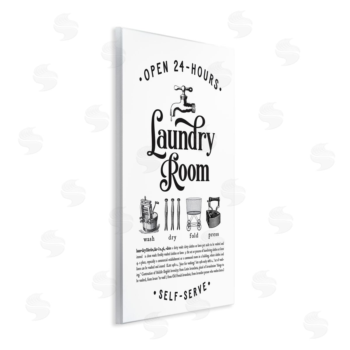 Lettered and Lined Vintage Laundry Room Definition Wash Dry Fold