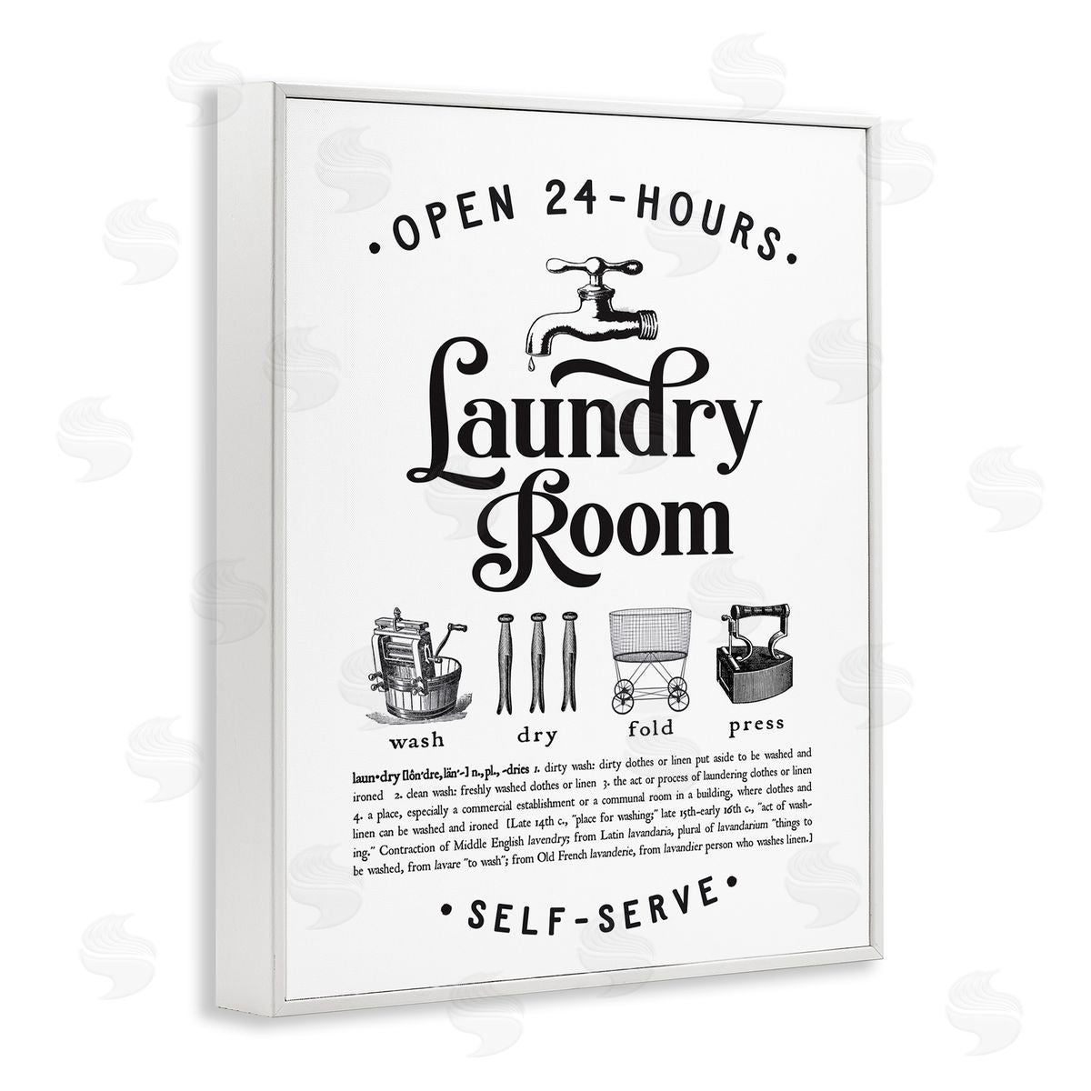 Lettered and Lined Vintage Laundry Room Definition Wash Dry Fold