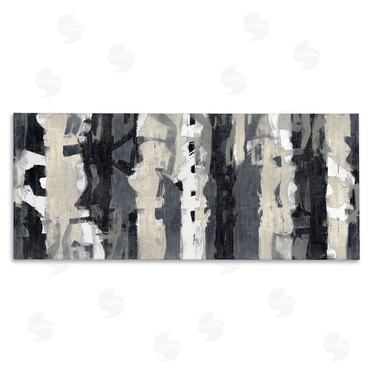 Max Hansen Modern Busy Abstraction Grey Beige Black Messy Stripes