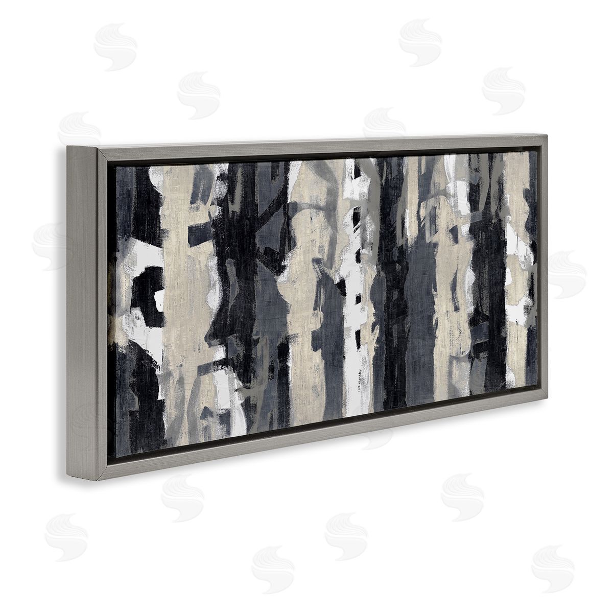 Max Hansen Modern Busy Abstraction Grey Beige Black Messy Stripes