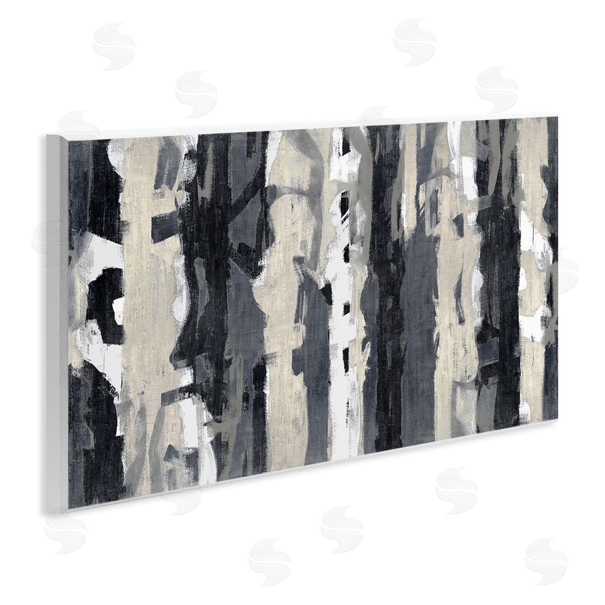 Max Hansen Modern Busy Abstraction Grey Beige Black Messy Stripes