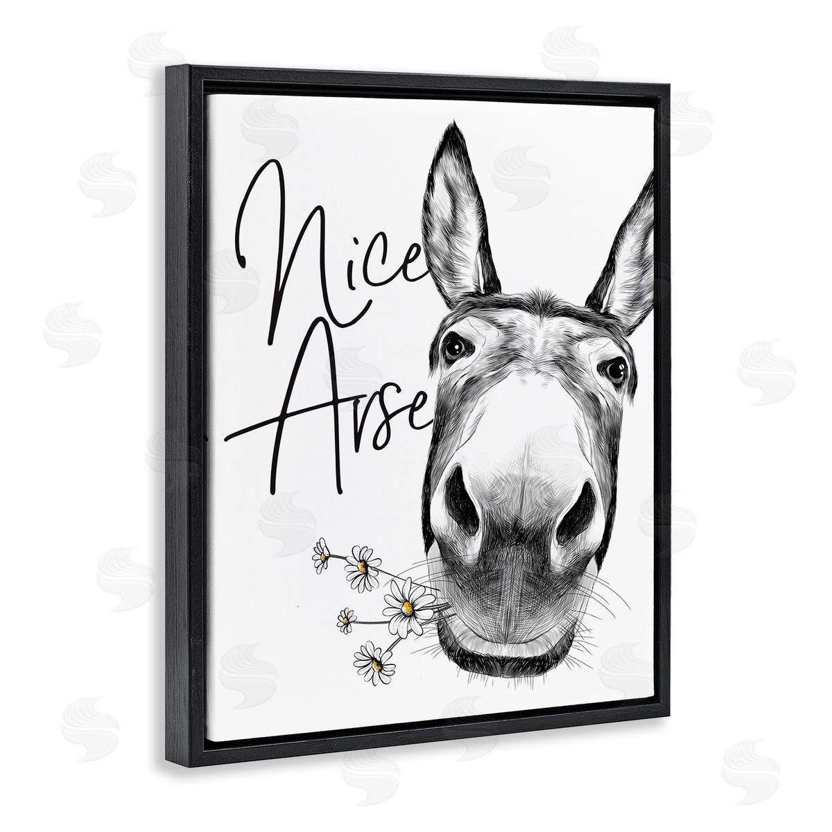 Nice Arse Donkey Pun Black Floating Frame Canvas Wall Art, Home Decor by Lettered and Lined