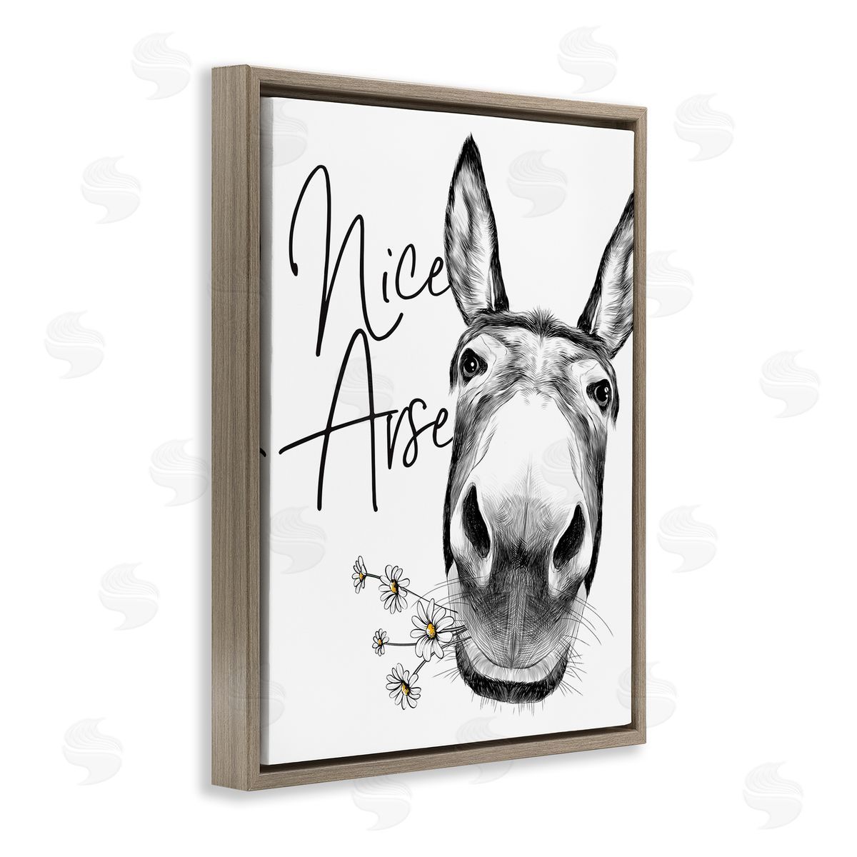 Nice Arse Donkey Pun Brown Floating Frame Canvas Wall Art, Home Decor by Lettered and Lined