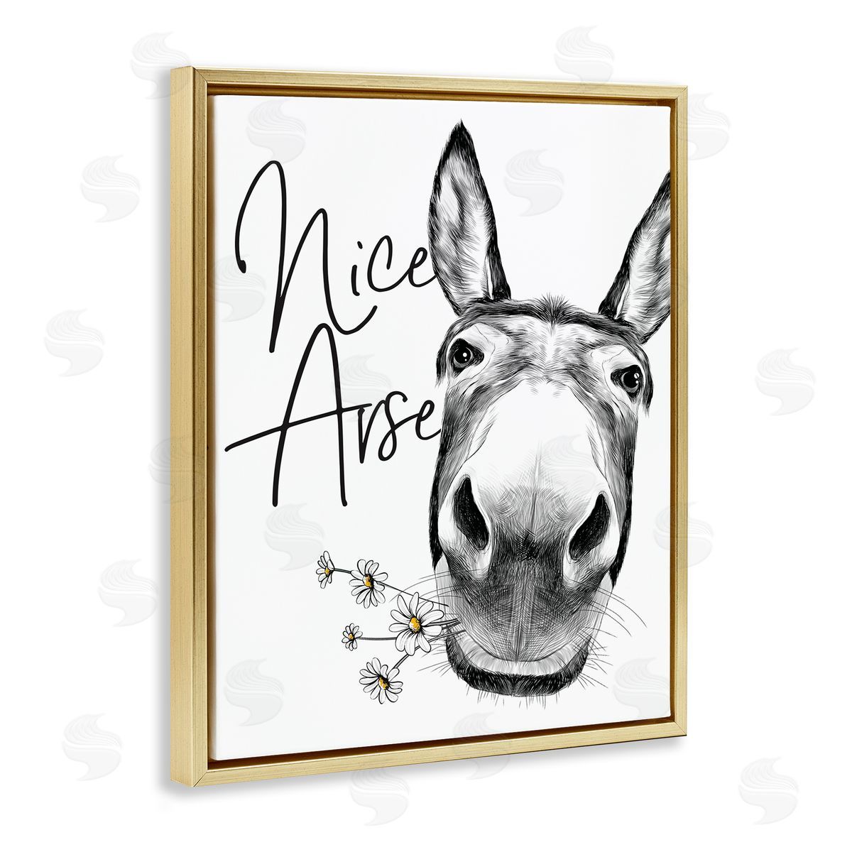 Nice Arse Donkey Pun Gold Floating Frame Canvas Wall Art, Home Decor by Lettered and Lined