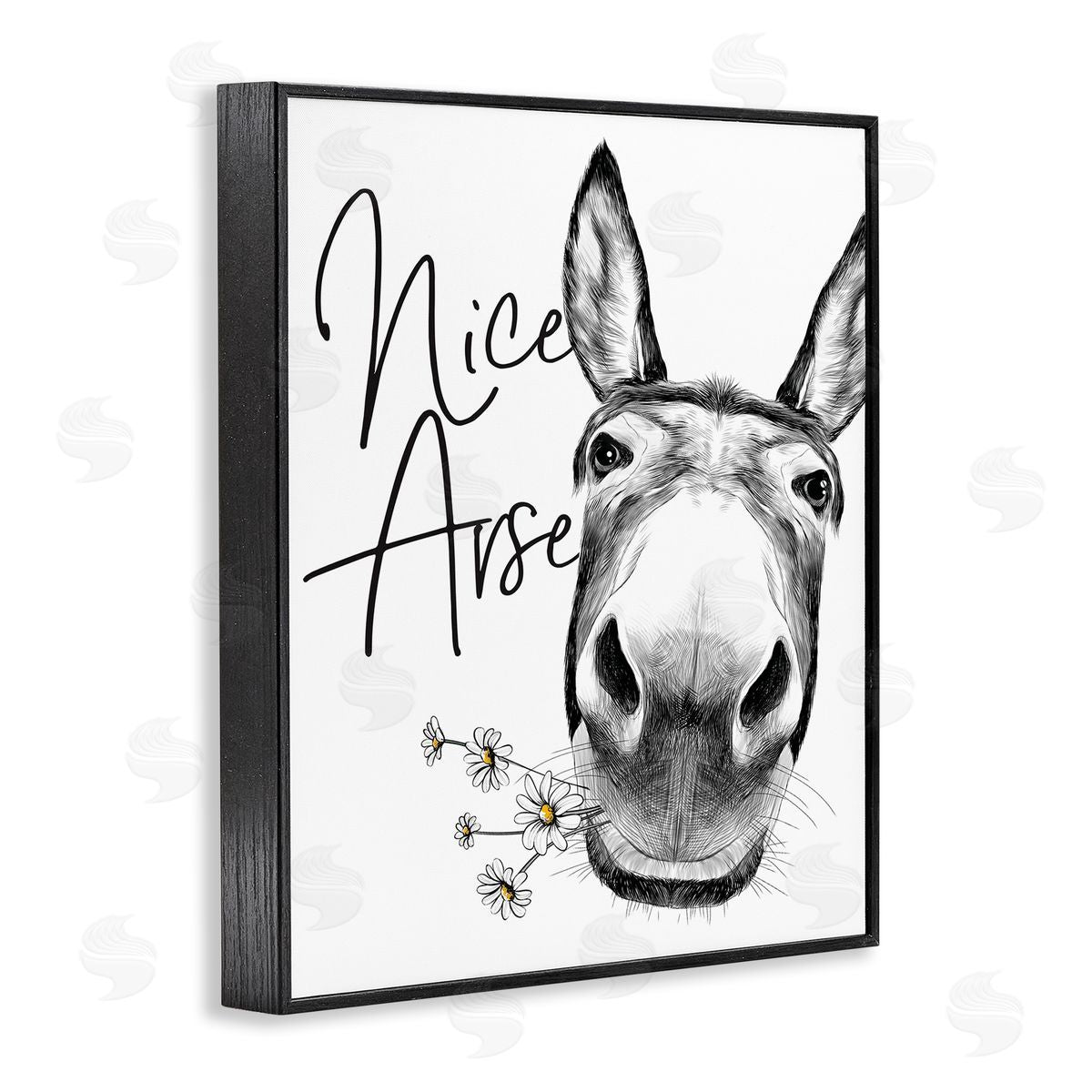 Nice Arse Donkey Pun Black Frame Print Wall Art, Home Decor by Lettered and Lined