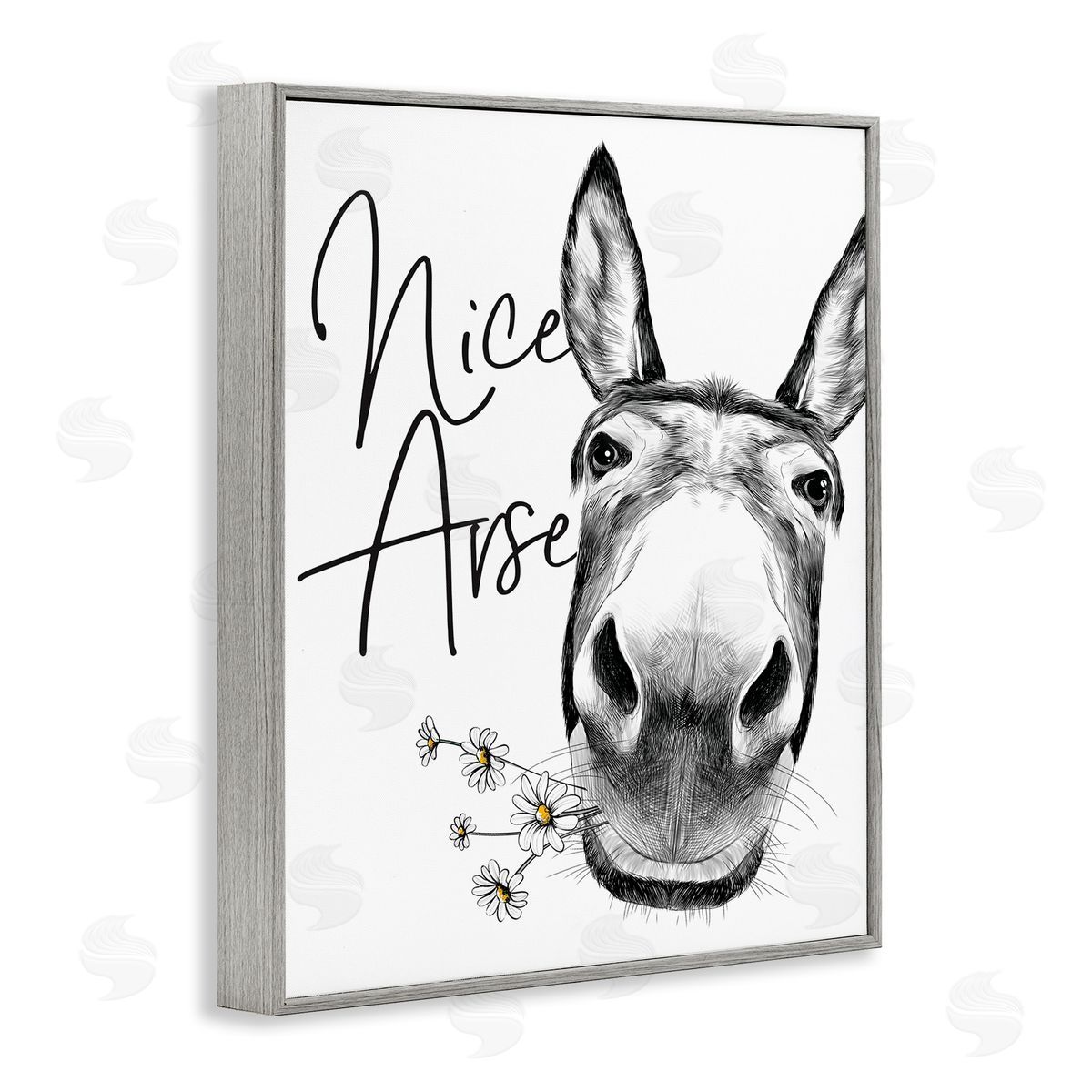 Nice Arse Donkey Pun Grey Frame Print Wall Art, Home Decor by Lettered and Lined