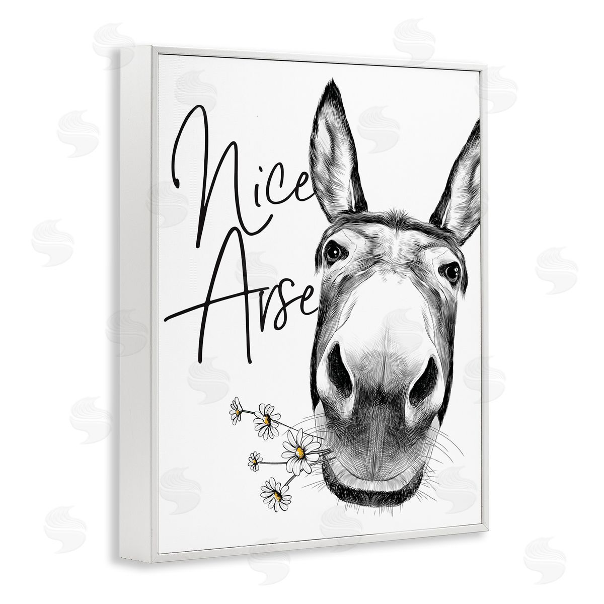 Nice Arse Donkey Pun White Frame Print Wall Art, Home Decor by Lettered and Lined