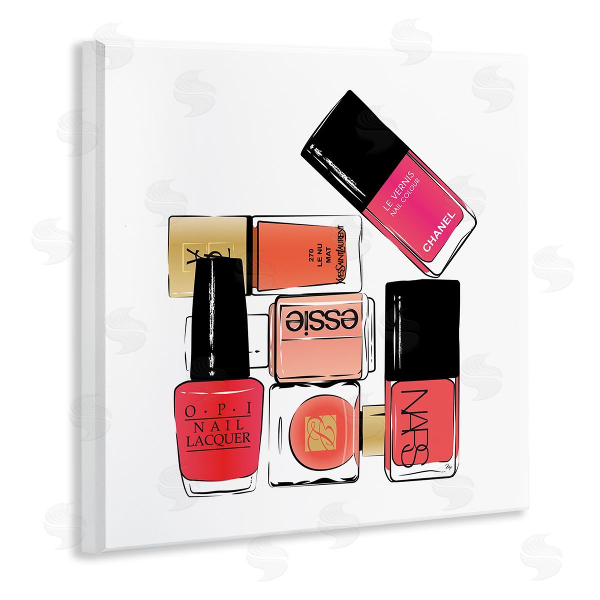 Martina Pavlova Stack of Nail Polish Glam Fashion Beauty Cosmetics Wooden Wall Plaque Art Print