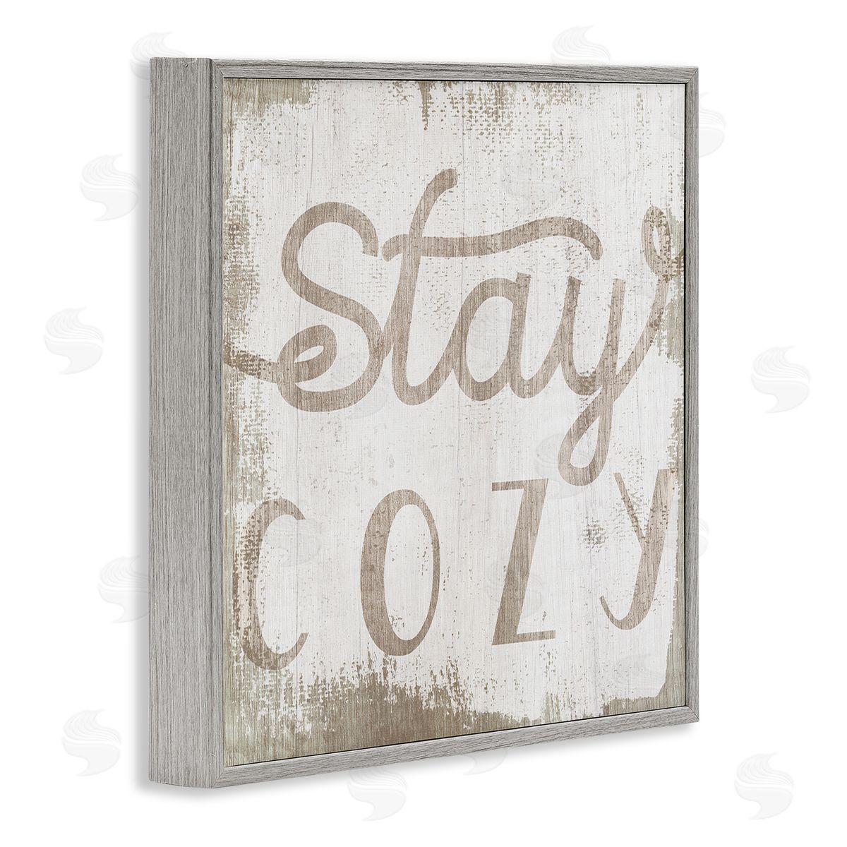 Stupell Studio Distressed Stay Cozy Sentiment Playful Rustic Typography  Gray Framed Glicee Wall Art Print