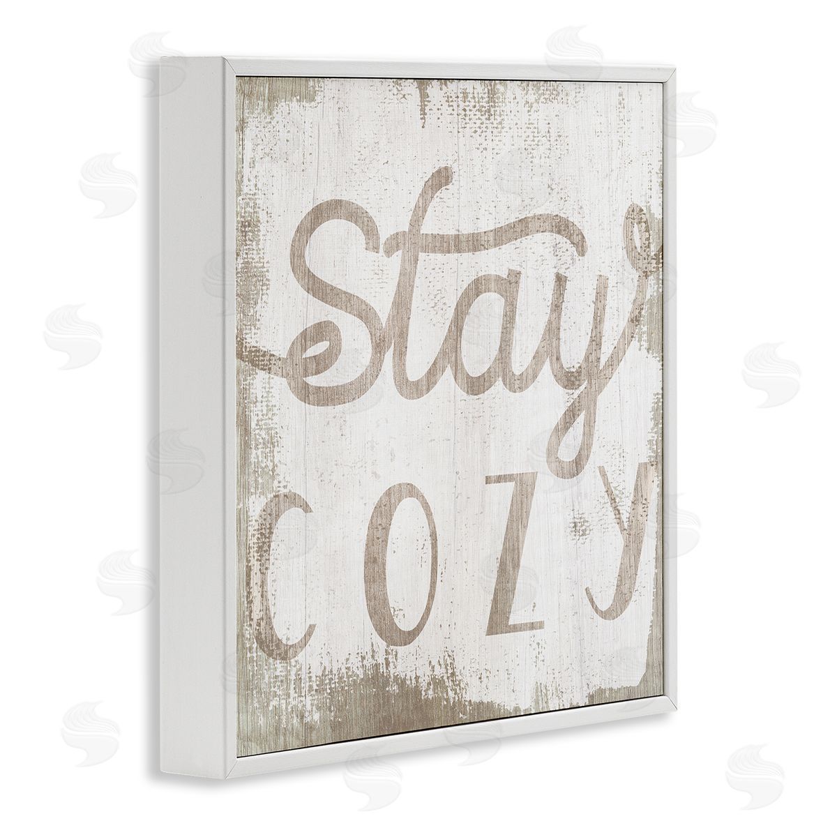 Stupell Studio Distressed Stay Cozy Sentiment Playful Rustic Typography  White Framed Glicee Wall Art Print