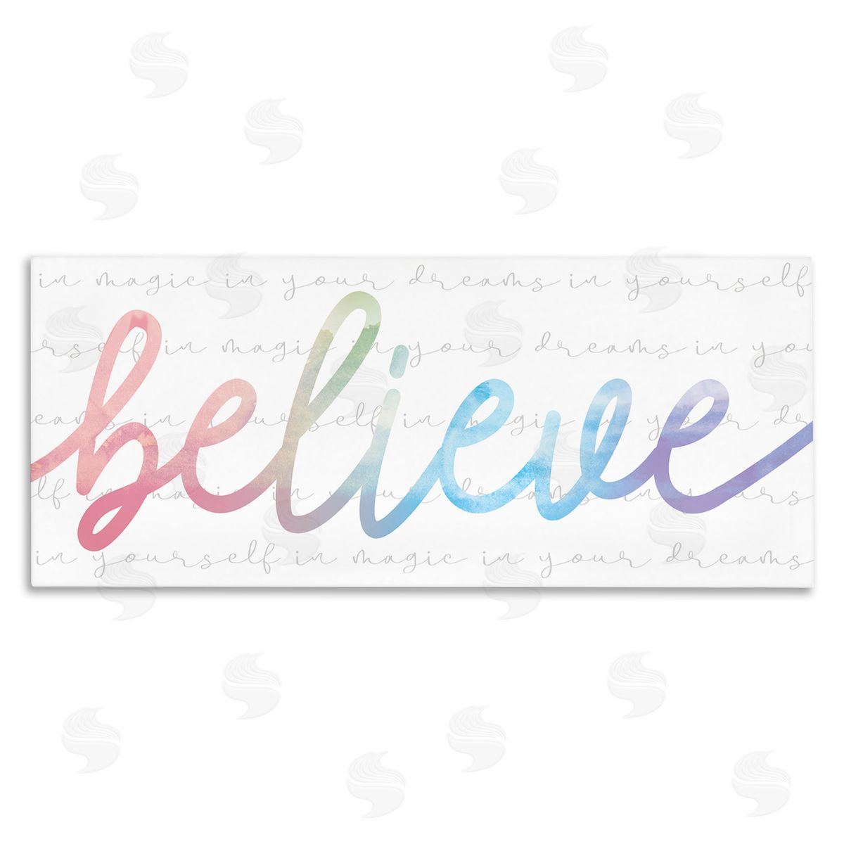 Stupell Studio Believe Rainbow Text over Muted Motivational Phrase