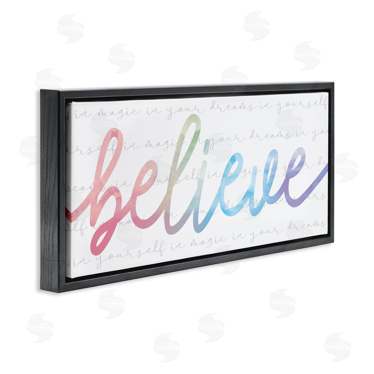 Stupell Studio Believe Rainbow Text over Muted Motivational Phrase