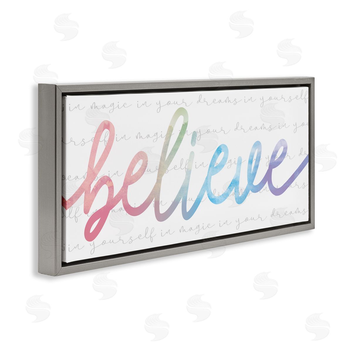 Stupell Studio Believe Rainbow Text over Muted Motivational Phrase