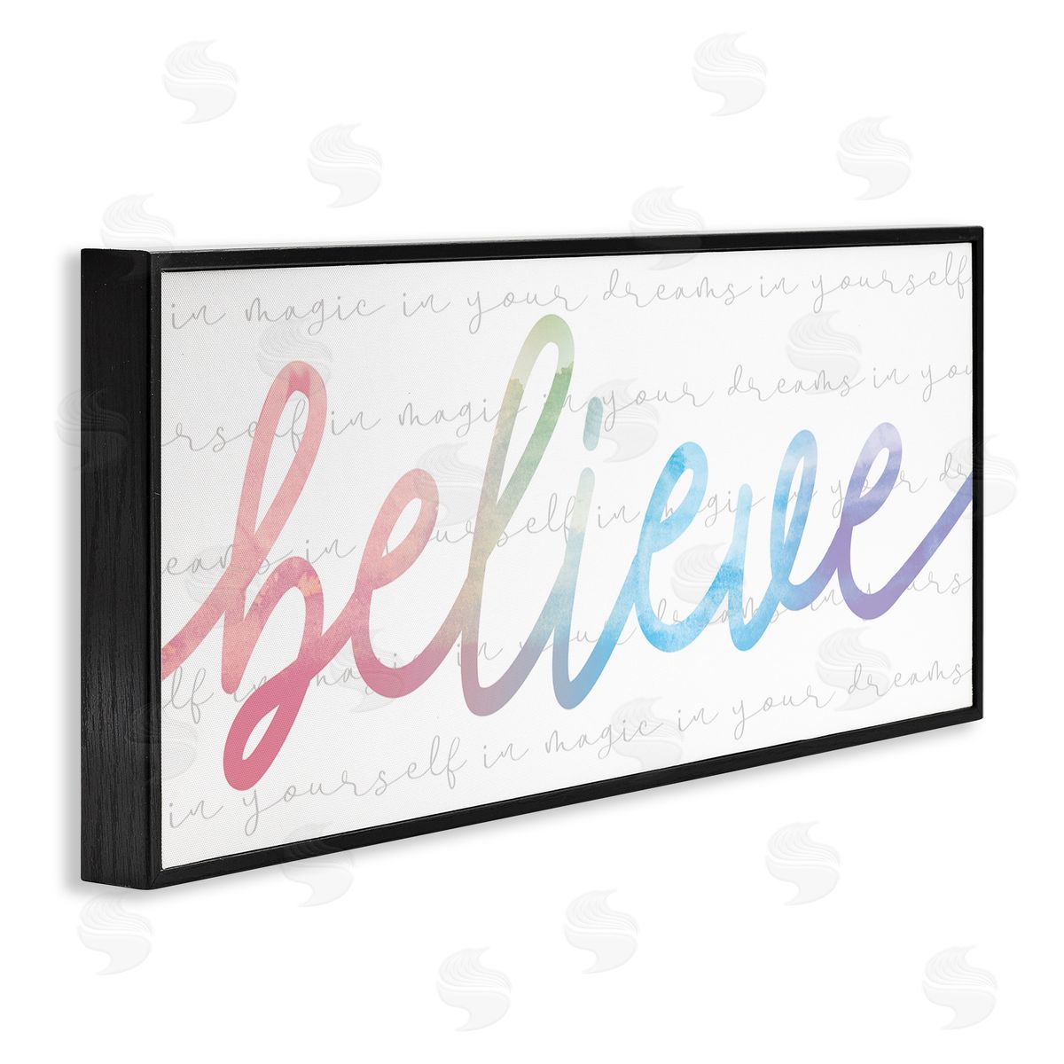 Stupell Studio Believe Rainbow Text over Muted Motivational Phrase