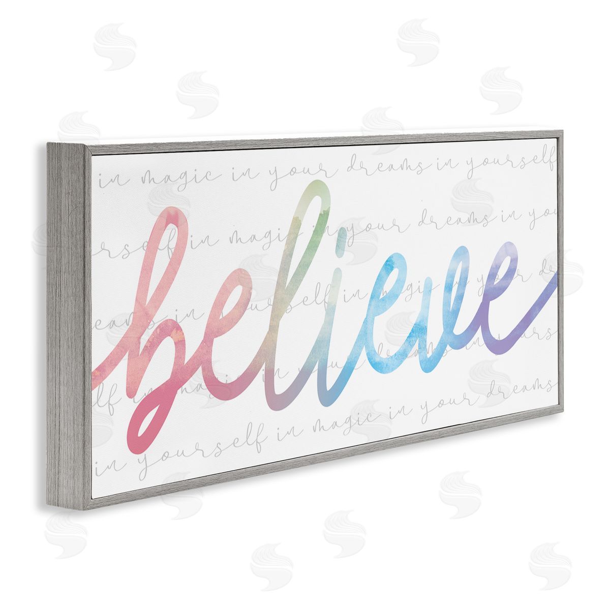 Stupell Studio Believe Rainbow Text over Muted Motivational Phrase