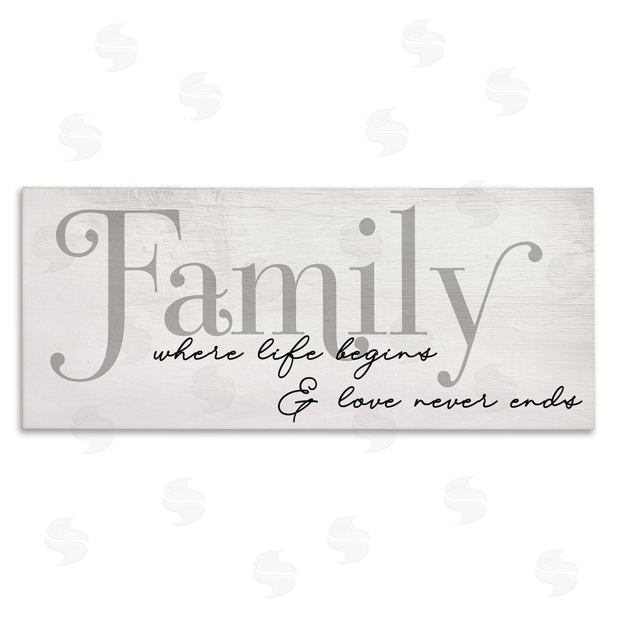 Stupell Studio Family Life Begins & Love Never Ends Phrase