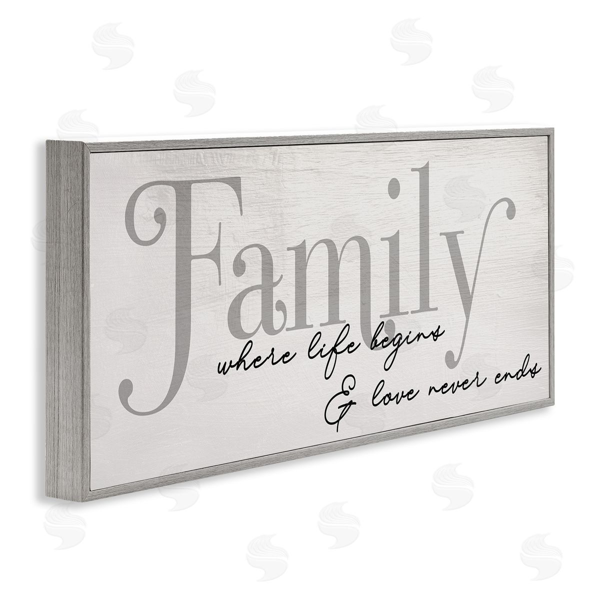 Stupell Studio Family Life Begins & Love Never Ends Phrase