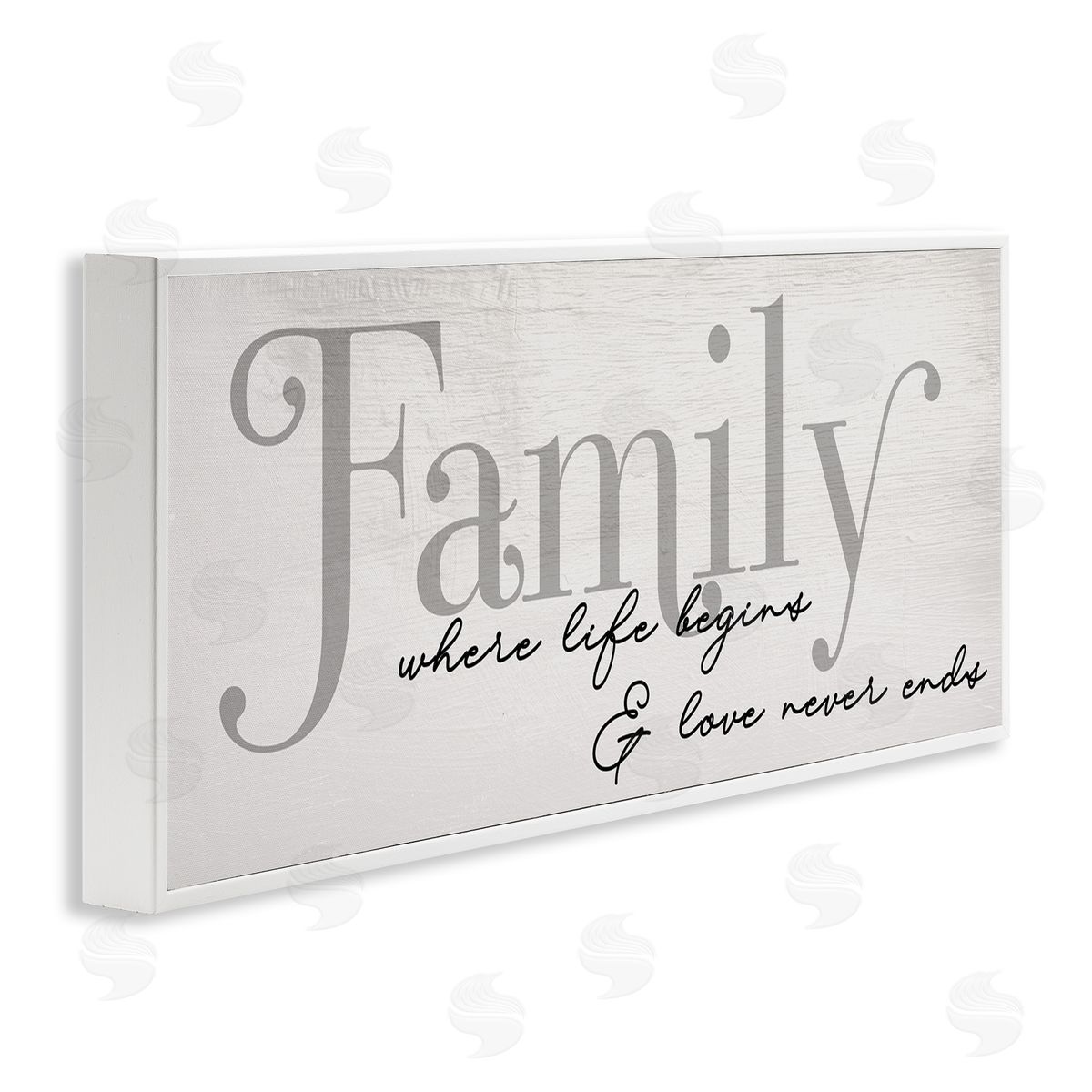 Stupell Studio Family Life Begins & Love Never Ends Phrase