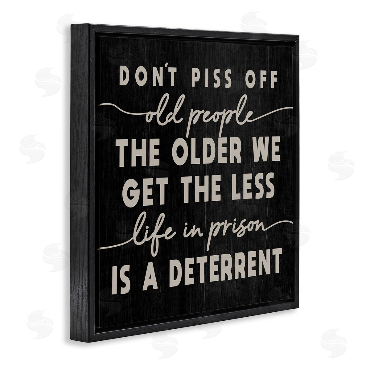Stupell Studio Don't Piss Off Old People Quote Funny Age Joke Black Floating Frame Canvas Wall Art Print