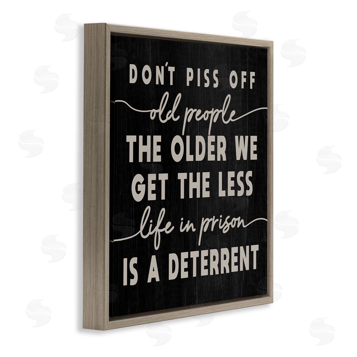 Stupell Studio Don't Piss Off Old People Quote Funny Age Joke Brown Floating Frame Canvas Wall Art Print