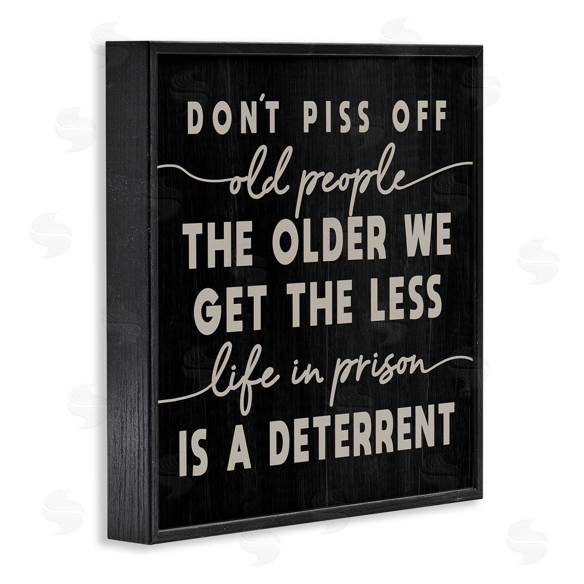 Stupell Studio Don't Piss Off Old People Quote Funny Age Joke Black Framed Glicee Wall Art Print