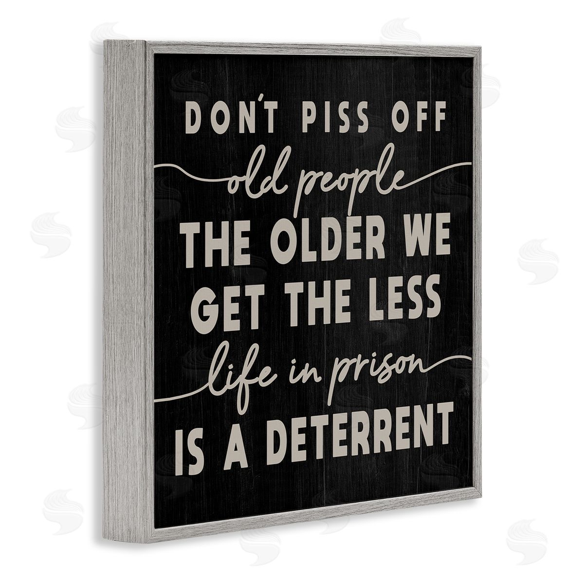 Stupell Studio Don't Piss Off Old People Quote Funny Age Joke Gray Framed Glicee Wall Art Print