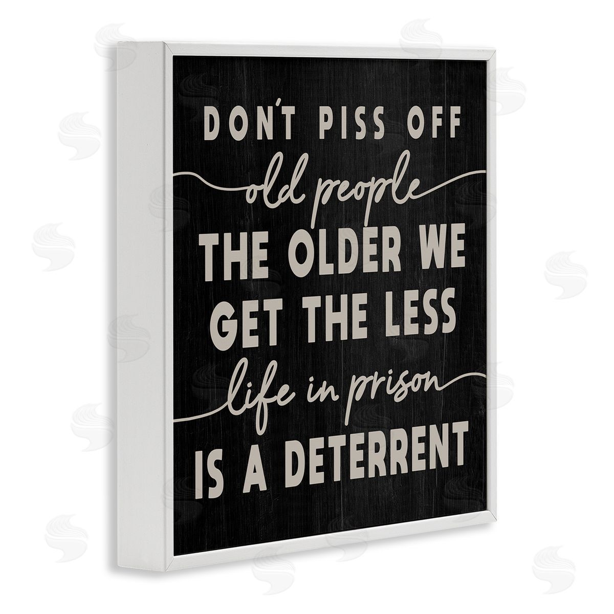 Stupell Studio Don't Piss Off Old People Quote Funny Age Joke White Framed Glicee Wall Art Print