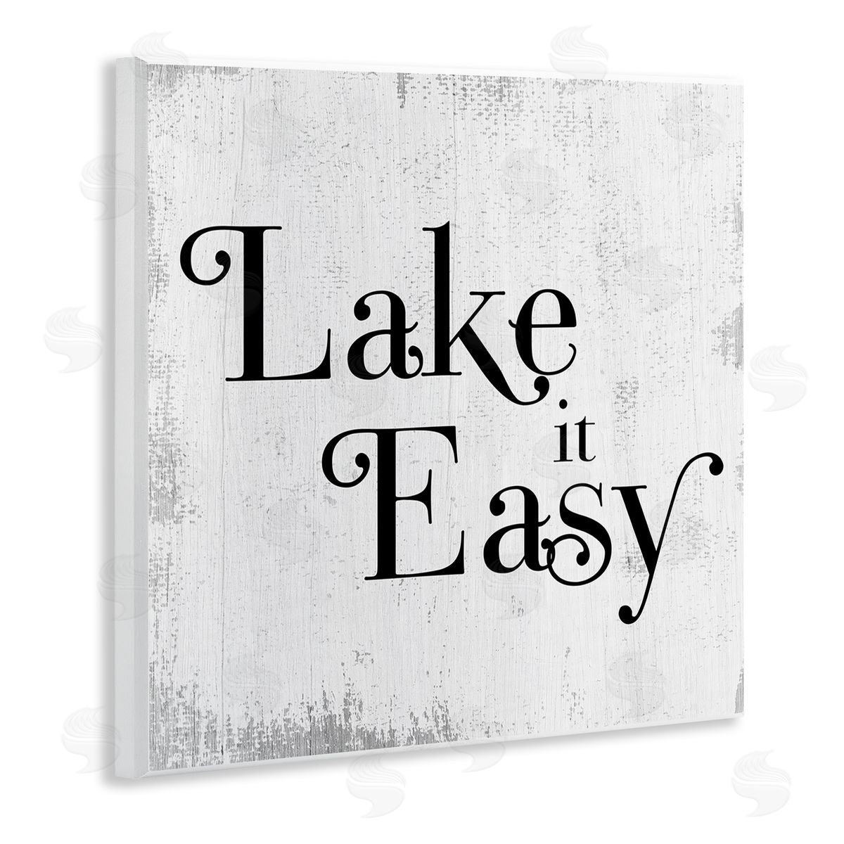 Stupell Studio Lake It Easy Tranquil Coastal Phrase Distressed Grey Wooden Wall Plaque Art Print