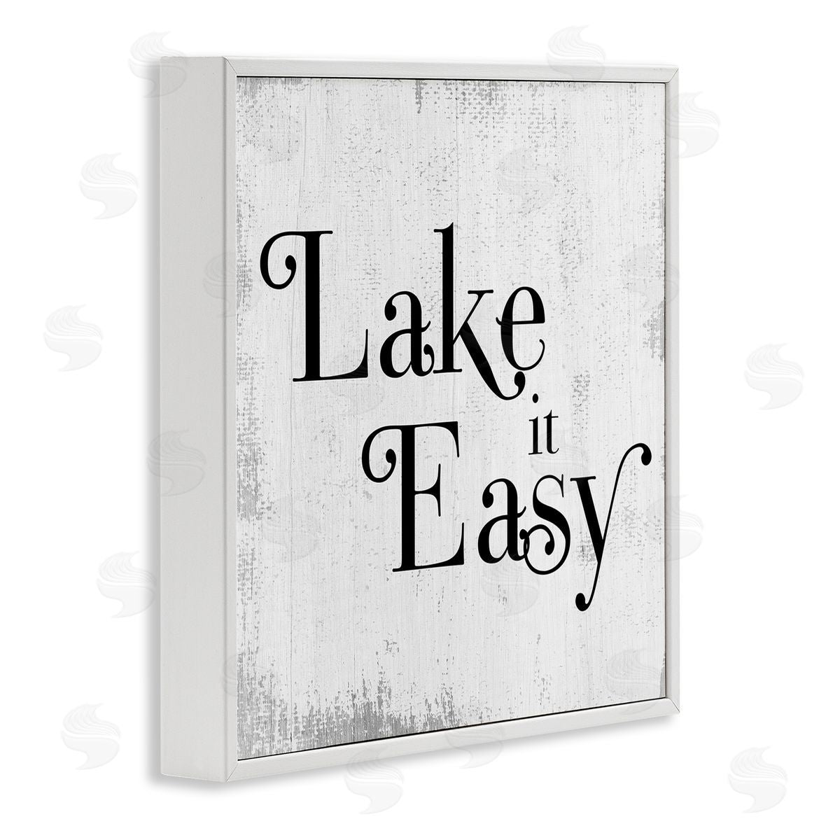 Stupell Studio Lake It Easy Tranquil Coastal Phrase Distressed Grey White Framed Glicee Wall Art Print