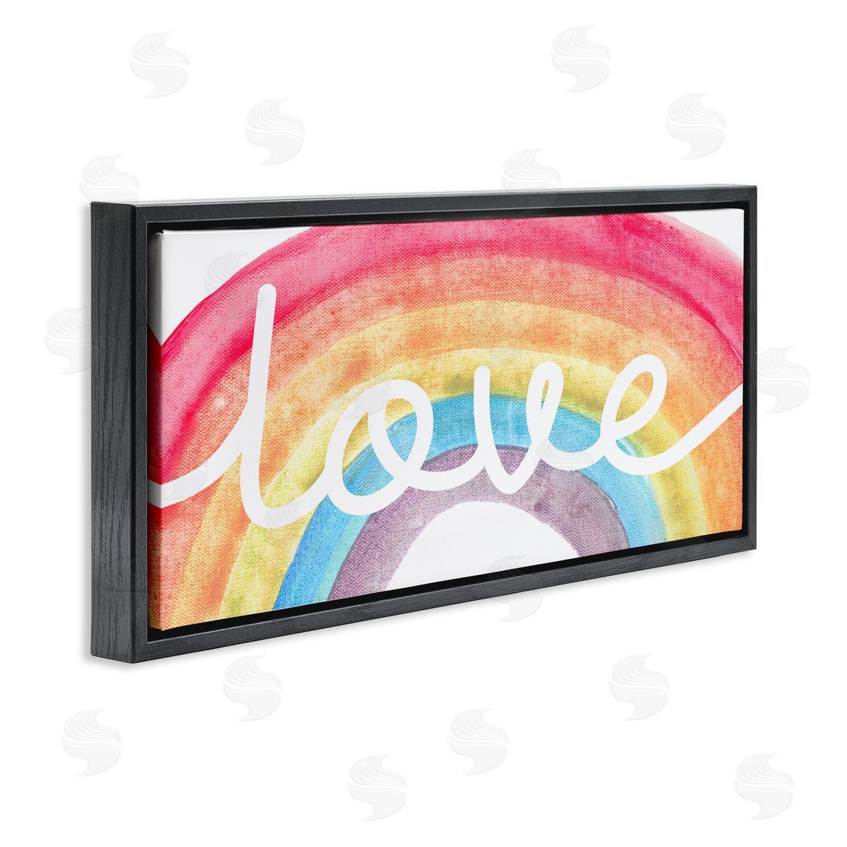 Stupell Studio Love Script Typography over Soft Watercolor Rainbow
