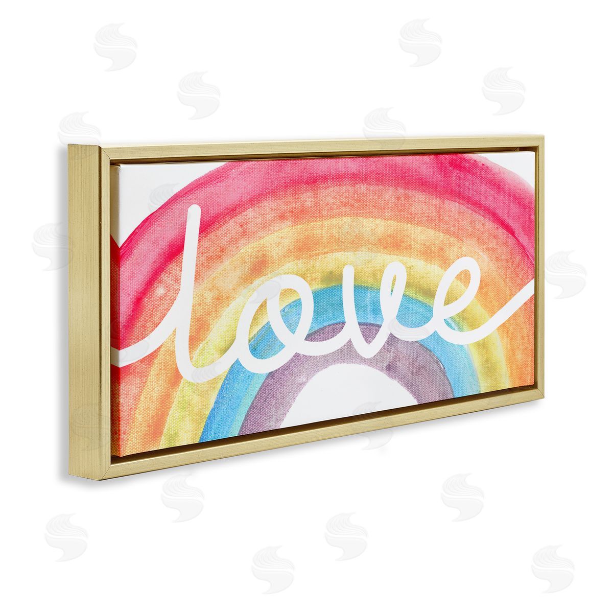 Stupell Studio Love Script Typography over Soft Watercolor Rainbow