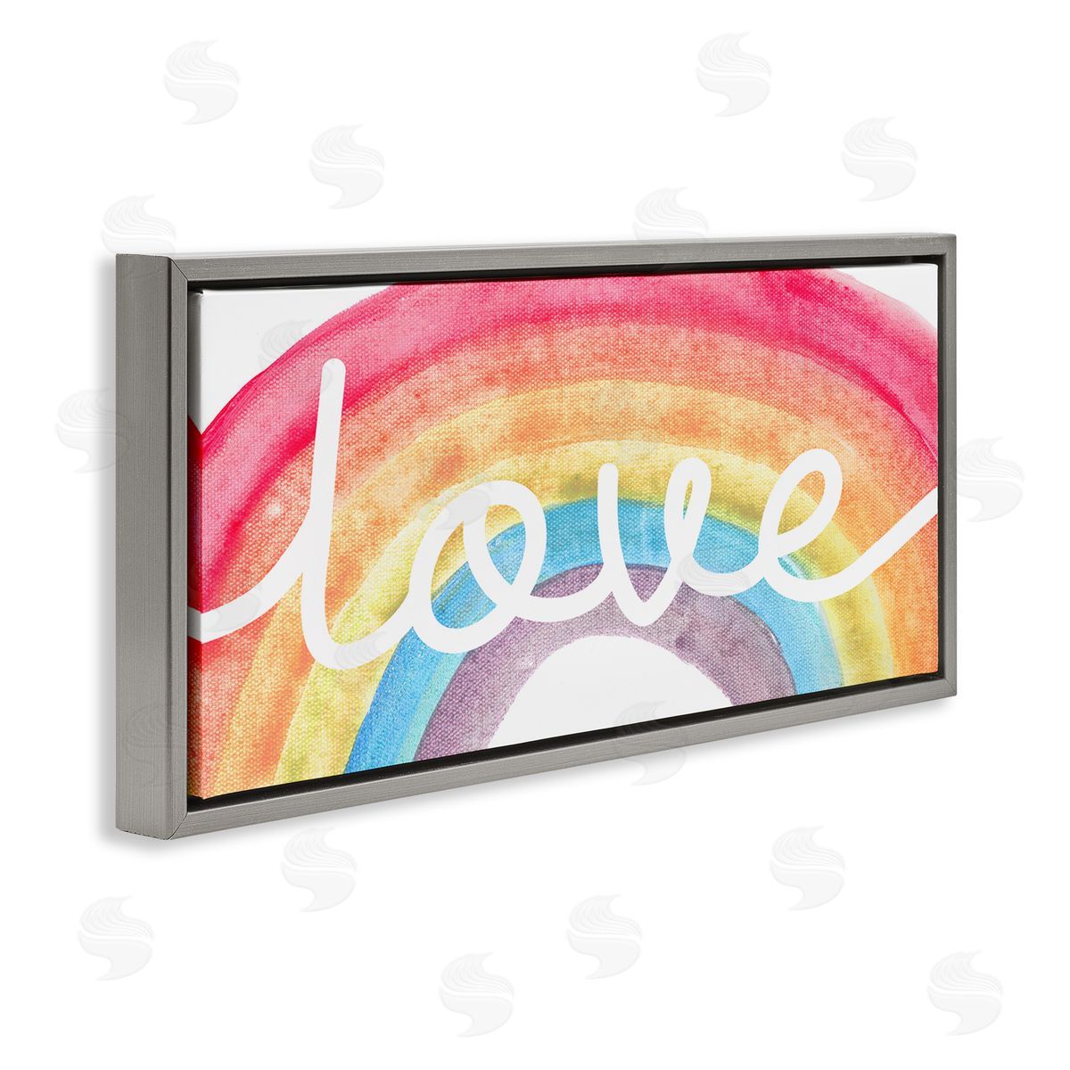 Stupell Studio Love Script Typography over Soft Watercolor Rainbow